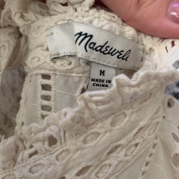 MADEWELL EYELET MOCKNECK RUFFLE TOP - Picture 6 of 10
